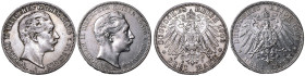 Germany: Kingdom of Prussia Wilhelm II 1909 A Lot of 2 Silver 3 Marks Various conditions