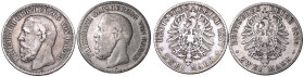 Germany: Grand Duchy of Baden Friedrich I 1876-1877 Silver 2x 2 Mark