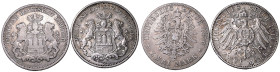 Germany: Free Hanseatic city of Hamburg 1876-1911 Silver 2x 2 Mark