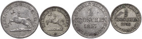 Germany: Kingdom of Hannover George V 1857/1858 Silver 1 Groschen, Half Groschen