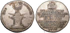 Germany: Free Imperial City of Frankfurt Free City 1745 Silver 1 1/4 Ducat Coronation of Franz I Silver Pattern Strike Very Fine