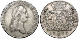 Germany: Electorate of Saxony Friedrich August III 1783 EDC Silver 2/3 Taler About Extremely Fine
