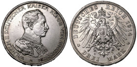 Germany: Prussia Wilhelm II 1914 A Silver 3 Mark As struck