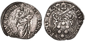 Italy: Papal States Pope Pius IV 1559-1565 Silver 1 Giulio Very Fine, clipped