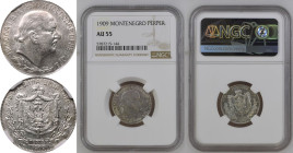 Montenegro Nicholas I 1909 Silver Perper NGC AU 55