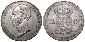 Netherlands Willem II 1847 Silver 2 1/2 Gulden Very Fine, various surface and deeper scratches