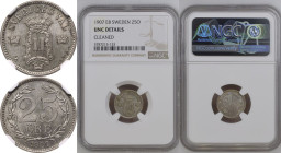 Sweden Oscar II 1907 Silver 25 Ore NGC UNC DETAILS