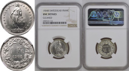 Switzerland 1904 B Silver Franc NGC UNC DETAILS