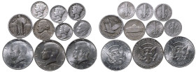 United States Mixed Coinage to include Kennedy Silver Half Dollars