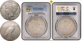 United States Peace dollars 1922 S Silver 1 Dollar PCGS Genuine - VF Details (95 - Scratch)