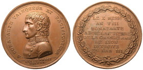 France: Consulate Napoleon Bonaparte 1800 Bronze Medal Reconstruction of Place Bellecour in Lyon
