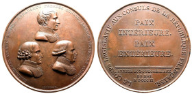 France: Consulate Napoleon Bonaparte 1802 Bronze Medal The Treaty of Amiens