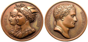 France: First French Empire Napoleon I 1809 Bronze Medal The Unification of France and Rome