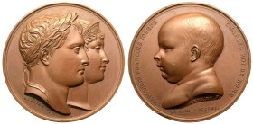 France: First French Empire Napoleon I 1811 Bronze Medal Celebrating the Birth of Napoleon II