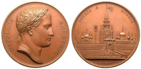 France: First French Empire Napoleon I 1812 Bronze Medal Celebrating Napoleon entering Moscow