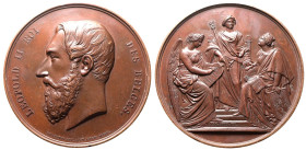 Belgium Leopold II 1869 Bronze Medal About extremely fine