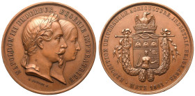 France: Second Empire Napoleon III 1861 Copper Medal Universal Exhibition of Metz