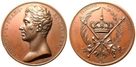 France Charles X 1824 Bronze Medal Accession to the Throne About Mint State