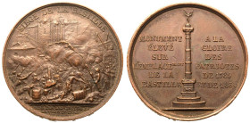 France: Restored Kingdom Louis Philippe 1840 Bronze Medal Storming of the Bastille Monument