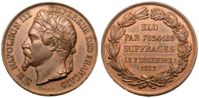 France: Second Empire Napoleon III 1852 Copper Medal