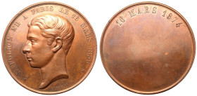 France 1874 Copper Medal 18 years of the Imperial Prince