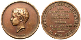 France: Second Empire 1862-1870 Copper Medal Prince Imperial Society