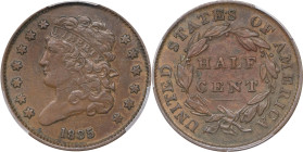 1835 Classic Head Half Cent. C-1. Rarity-1. EF Details--Scratch (PCGS).