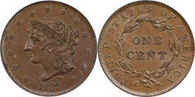 1839 Modified Matron Head Cent. N-13. Rarity-2. Booby Head. AU-58 (PCGS).