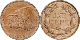 1857 Flying Eagle Cent. Unc Details--Cleaned (PCGS).