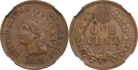 1869 Indian Cent. AU Details--Environmental Damage (NGC).