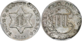 1851 Silver Three-Cent Piece. MS-63 (PCGS).