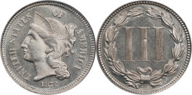 1872 Nickel Three-Cent Piece. Proof-64 (PCGS).