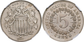 1867 Shield Nickel. Rays. AU Details--Cleaned (NGC).