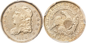 1836 Capped Bust Half Dime. LM-3, V-4, FS-301. Rarity-1. 3/Inverted 3, Large 5 C. AU Details--Cleaned (PCGS).