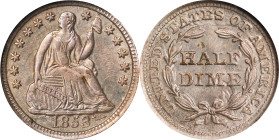1853 Liberty Seated Half Dime. Arrows. MS-63 (NGC).