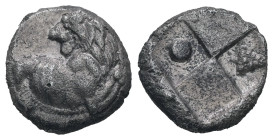 Thrace, Chersonesos. AR Hemidrachm, 2.19 g. - 12.86 mm. Circa 386-338 BC.
Obv.: Forepart of lion right, head left.
Rev.: Quadripartite incuse square w...