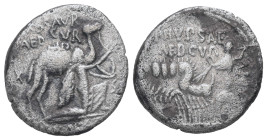 M. Aemilius Scaurus and Pub. PlautiusHypsaeus, 58 BC. AR, Denarius. 3.73 g. 17.30 mm. Rome.
Obv: M SCAVR / AED CVR. Nabatean king Aretas kneeling to r...