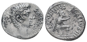 Augustus, 27 BC-AD 14. AR, Denarius. 3.79 g. 19.68 mm. Rome, 12 BC.
Obv: AVGVSTVS. Head of Augustus, bare, right.
Rev: L CANINIVS GALLVS IIIVIR. Barba...
