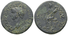 Claudius, AD 41-54. AE, Dupondius. 14.26 g. 29.23 mm. Rome.
Obv: TI CLAVDIVS CAESAR AVG P M TR P IMP. Head of Claudius, bare, left.
Rev: CERES AVGVSTA...