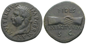 Vitellius, AD 69. AE, As. 8.60 g. 28.26 mm. Uncertain mint in Spain (Tarraco?), circa January-June 69. 
Obv: A VITELLIVS IMP GERMAN. Head of Vitellius...