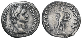 Domitian, AD 81-96. AR, Denarius. 3.05 g. 19.10 mm. Rome.
Obv: IMP CAES DOMIT AVG GERM P M TR P X. Head of Domitian, laureate, right.
Rev: IMP XXII CO...
