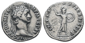 Domitian, AD 81-96. AR Denarius. 3.13 g. 18.94 mm. Rome, struck 92 AD.
Obv: IMP CAES DOMIT AVG GERM P M TR P XI. Head of Domitian, laureate, right.
Re...