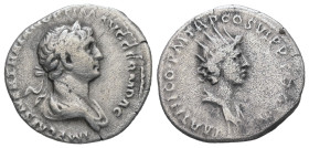 Trajan, AD 98-117. AR, Denarius. 2.90 g. 19.43 mm. Rome.
Obv: IMP CAES NER TRAIAN OPTIM AVG GERM DAC. Bust of Trajan, laureate, draped, right.
Rev: PA...