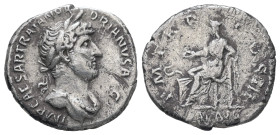Hadrian, AD 117-138. AR Denarius. 2.87 g. 18.14 mm. Rome.
Obv: IMP CAESAR TRAIAN HADRIANVS AVG. Bust of Hadrian, laureate, draped, right.
Rev: P M TR ...