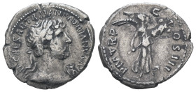 Hadrian, AD 117-138. AR, Denarius. 3.07 g. 20.07 mm. Rome.
Obv: IMP CAESAR TRAIAN HADRIANVS AVG. Bust of Hadrian, laureate, draped and cuirassed.
Rev:...
