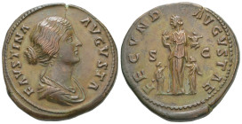 Faustina II, AD 147-175. AE, Sestertius. 27.09 g. 33.82 mm. Rome.
Obv: FAVSTINA AVGVSTA. Bust of Faustina the Younger, draped, hair elaborately waved ...