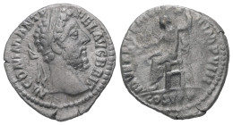 Commodus, AD 177-192. AR, Denarius. 3.00 g. 18.73 mm. Rome.
Obv: M COMM ANT P FEL AVG BRIT. Head of Commodus, laureate, right.
Rev: IOVI EXSVP P M TR ...