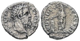 Pertinax, AD 193. AR, Denarius. 2.46 g. 17.88 mm. Rome.
Obv: IMP CAES P HELV PERTIN AVG. Head of Pertinax, laureate, right.
Rev: VOT DECEN TR P COS II...