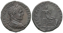 Caracalla, AD 197-217. AE, Sestertius. 20.26 g. 30.53 mm. Rome.
Obv: M AVR ANTONINVS PIVS FELIX AVG. Bust of Caracalla, laureate, draped, cuirassed, ...