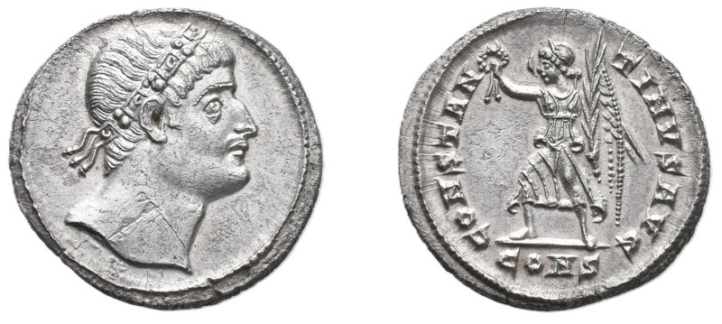 Constantine I, AD 310-337. AR, Siliqua. 3.11 g. 19.53 mm.

Constantinopolis.
...